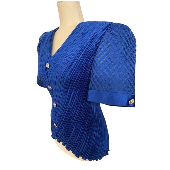 Neiman Marcus Womens Vintage Blue Stretchy Evening Top - Picture 2 of 9